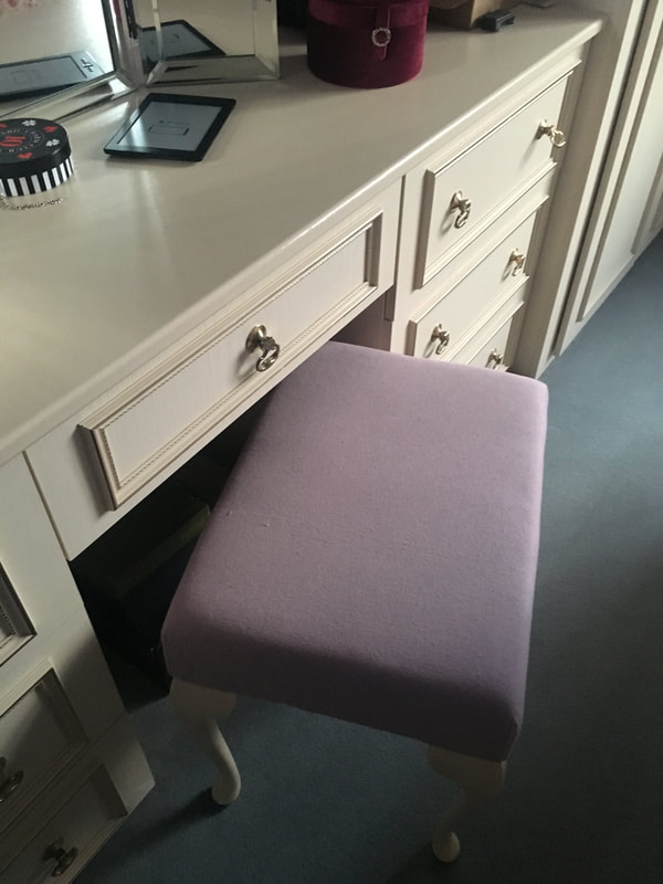 Plain fabric, upholstered dressing table stool