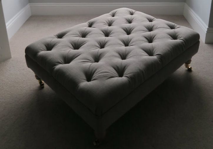 Grey, deep buttoned footstool - could double up as a coffee table